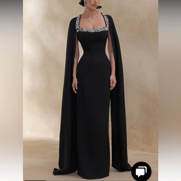 Club L London Dresses & Skirts - Club L London Black Cape Maxi Dress